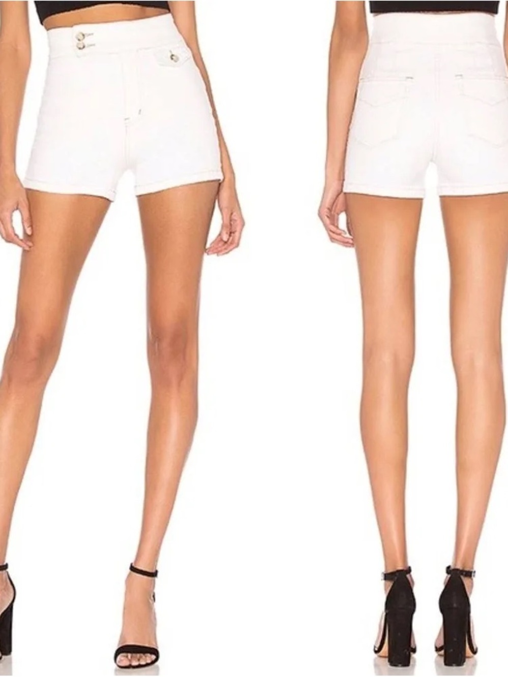 Free People High-Waist White Denim Shorts
